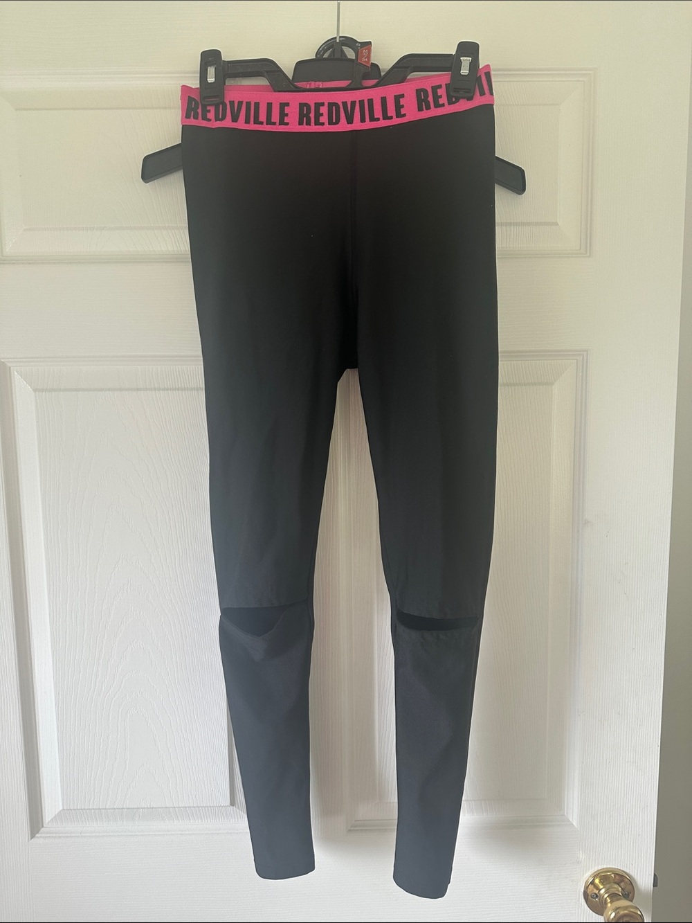 Girls' Black Leggings with Pink Waistband